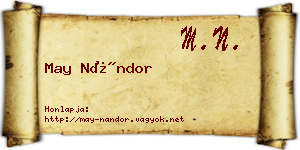 May Nándor névjegykártya