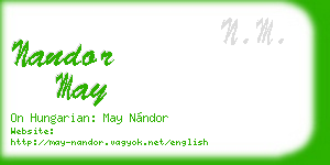 nandor may business card