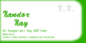 nandor may business card